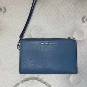 Blue michael kors wristlet